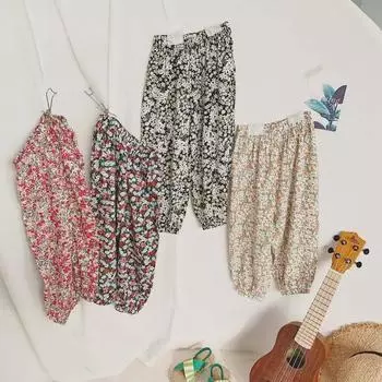 Женские ретро-брюки с цветочным принтом для защиты от солнца — универсальные, с высокой талией, для пляжа и лета с защитой от комаров Size 140cm