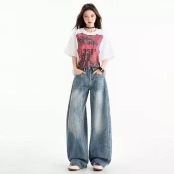 Женские ретро-джинсы-бананы Scimitar с широкими штанинами: Тенденция весны/лета 2025 года Small