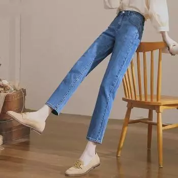 Женские ретро-джинсы-сигареты с высокой талией и эластичным кроем Medium