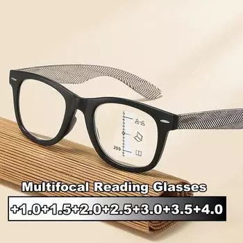 Женские ретро мультифокальные очки для чтения для мужчин и женщин с квадратными линзами HD пресбиопия унисекс сверхлегкие очки для дальнего зрения с диоптриями +150