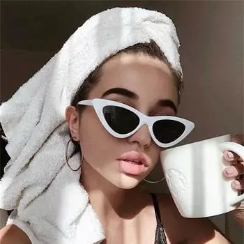 Женские ретро-очки кошачий глаз женские роскошные винтажные неполяризованные солнцезащитные очки чёрный