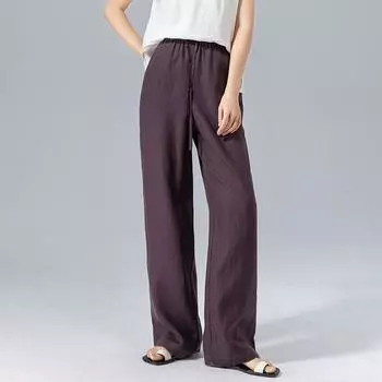 Женские ретро широкие брюки из тенселя и льна Xin Ge, лето 2025, эластичная талия, свободный крой Size 29