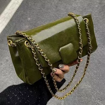 Женские ретро сумки через плечо из искусственной кожи с текстурой на цепочке Сумка-мессенджер Корейские сумки в стиле темперамент со всеми соответствиями