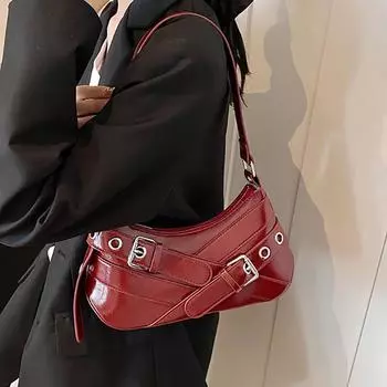 Женские ретро-сумки красного цвета из искусственной кожи, универсальные сумки на одно плечо, простые женские сумки, модные сумки с подвесками, новые