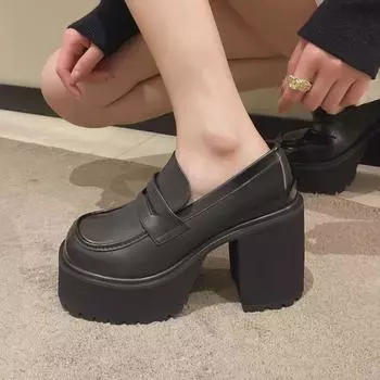 Женские ретро-туфли Мэри Джейн на высоком каблуке из кожи 2023 года 34