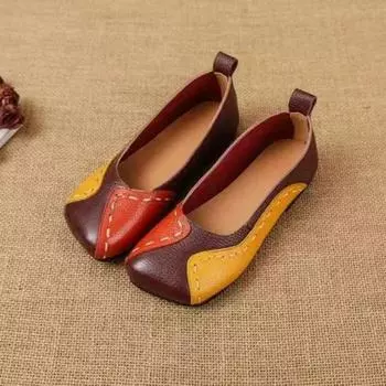 Женские ретро туфли ручной работы на весну с мягкой подошвой и неглубоким горлом из кожи. Женские туфли с плоской подошвой, подходящие по цвету туфли для мам. 41 чёрный