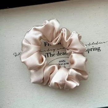 Женские резинки для волос из 100% чистого шелка тутового дерева, белые шелковые резинки, эластичные резинки для волос для девочек, однотонная шелковая резинка для волос