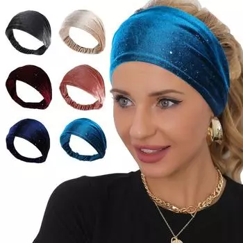 Женские резинки для волос, спортивная повязка на голову из золотого бархата с высокой эластичностью, звездно-розовая повязка на голову, осенне-зимняя бархатная повязка на голову