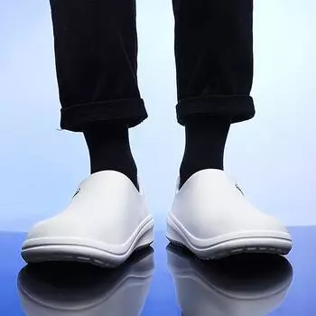 Женские резиновые бахилы нескользящие жиронепроницаемые кухонные туфли для пар мужчин легкие водонепроницаемые большие размеры 36-47 EU:36 чёрный