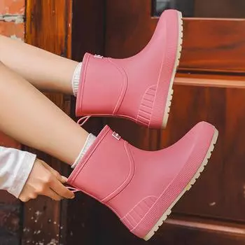 Женские резиновые сапоги для дождя, модная водонепроницаемая обувь для отдыха на природе, высококачественные сапоги для дождя до середины голени, теплые хлопковые сапоги для дождя 36 хаки