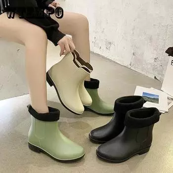Женские резиновые сапоги Короткие резиновые сапоги Нескользящие водные сапоги Женская резиновая обувь для взрослых Кухонная рабочая обувь Водонепроницаемая обувь Обувь для мам 40 зелёный