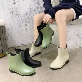 Женские резиновые сапоги, модные, нескользящие, женские, водонепроницаемые, женские, меховые, плюшевые, балетки, платформа, зимние, теплые, женские, туфли челси, слипоны 36 бежевый