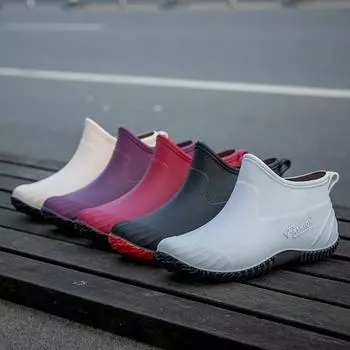 женские резиновые сапоги модные резиновые туфли для женщин на платформе резиновые сапоги 2024 осень без застежек водонепроницаемые рабочие женские Bota Masculina 36