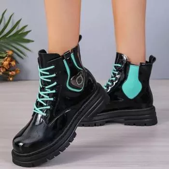 Женские резиновые сапоги на квадратном каблуке, разноцветные, со шнуровкой и перекрестными шнурками, женские зимние сапоги из искусственной кожи на каблуке RMed, длиной до середины икры, с круглым носком 38 чёрный