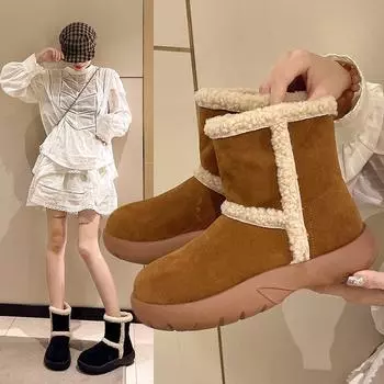 Женские резиновые сапоги, плюшевые женские туфли, зимняя обувь, плоский каблук, круглый носок, сапоги-женщины, Австралия, дождевик, женские, Лолита 35