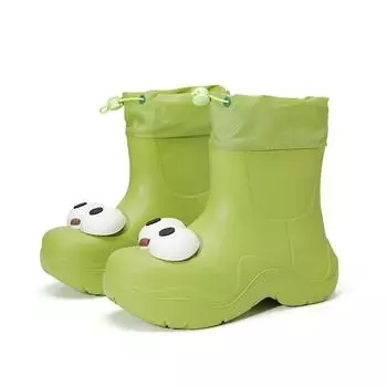 Женские резиновые сапоги, симпатичные большие глаза, дождевые туфли для всех возрастов, женские стельки EVA, противоскользящие резиновые сапоги для женщин и девочек 40-41Foot length(250mm) зелёный