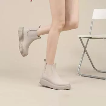 Женские резиновые сапоги средней высоты, летние модные, водонепроницаемые, нескользящие, новые, на толстой подошве, усиленные, всесезонные, размеры 36-41 36 чёрный