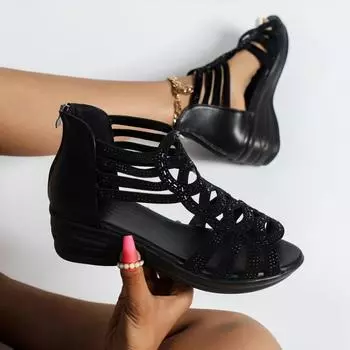 Женские римские сандалии из мягкой кожи, новинка лета 2024, верхняя одежда на мягкой подошве, женская обувь на танкетке, модная повседневная дизайнерская обувь для женщин 35 бежевый