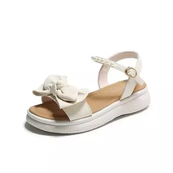 Женские римские сандалии, летние базовые уличные нарядные повседневные студенческие сандалии с открытым носком для девочек, милые школьные тапочки маленького размера 35 слоновая кость