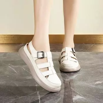 Женские римские сандалии Летние повседневные сандалии для девочек с закрытым носком Пляжная обувь больших размеров 35 коричневый