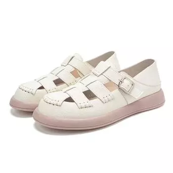 Женские римские сандалии Мокасины Обувь для вождения Плоские туфли Повседневные Прогулочные Летние Девочки Для Беременных Туфли Мэри Джейн Плюс Размер EU:40 бежевый
