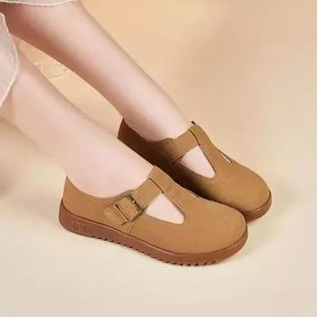 Женские римские сандалии Мокасины Обувь для вождения Плоские туфли Повседневные Прогулочные Летние Для Беременных Туфли Мэри Джейн Большие Размеры EU:40 бежевый