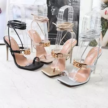 Женские римские сандалии на высоком каблуке 10,5 см, летние сандалии на шнуровке с крестом, золотые сандалии с металлической пряжкой, женские туфли на шпильке для выпускного вечера в стиле фетиш 37 золотой
