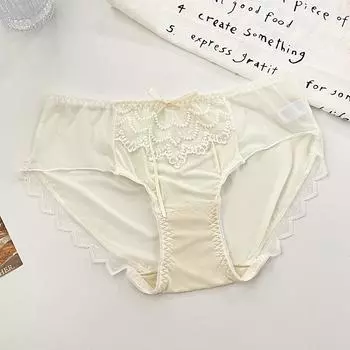 Женские роскошные атласные сетчатые сексуальные кружевные тонкие прозрачные трусики средней заниженной талии легкие вареные трусики M