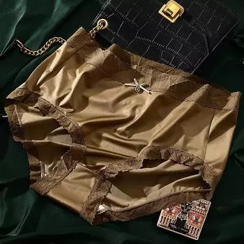 Женские роскошные атласные трусики Tummly Control, летние сексуальные кружевные трусы с высокой талией, хлопковые дышащие трусы с промежностью, бесшовное шелковистое треугольное нижнее белье M