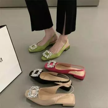 Женские роскошные босоножки на среднем каблуке с кристаллами, летние новые женские туфли на толстой подошве с открытой пяткой, дизайнерские сексуальные туфли-лодочки для свадьбы 38