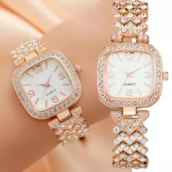 Женские роскошные кварцевые часы с бриллиантами, модные женские наручные часы, лучшие подарки для жены, семьи, друга золотистый