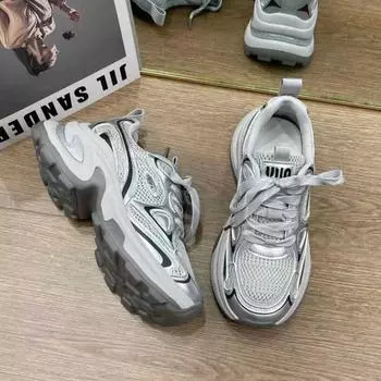 Женские роскошные массивные кроссовки, сетчатые дышащие кроссовки с увеличенной внутренней поверхностью, спортивные повседневные кроссовки для бега, женская вулканиз... 35