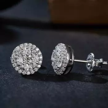 Женские роскошные серьги-гвоздики из муассанита, круглые серьги из стерлингового серебра 925 пробы, винтажные свадебные серьги для женщин серебряный