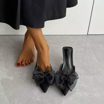 Женские роскошные сексуальные босоножки с леопардовым принтом, летняя мода, новые туфли на шпильке с бантом, закрытый носок, женские туфли на высоком каблуке 35