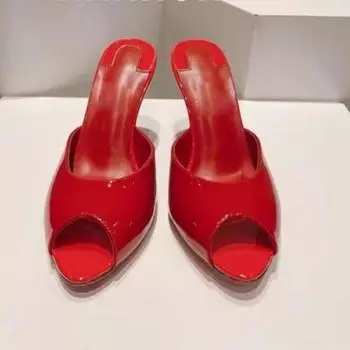 Женские роскошные туфли на высоком каблуке для женщин с открытым носком, лакированные кожаные туфли-лодочки, сексуальные женские босоножки на шпильках красного цвета для вечеринок 35