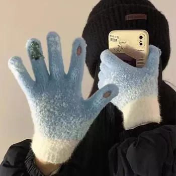 Женские рождественские милые зимние теплые зимние антиобледенительные перчатки с открытыми пальцами, осязаемые