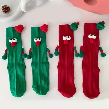 Женские рождественские носки, симпатичные магнитные носки со средней трубкой, носки с героями мультфильмов, носки со средней трубкой One Size