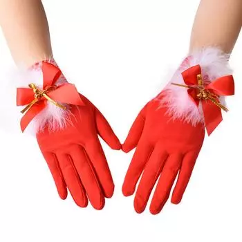 Женские рождественские перчатки, симпатичный рождественский комплект с перчатками и колокольчиками, эластичные перчатки из молочного шелка one size fits all