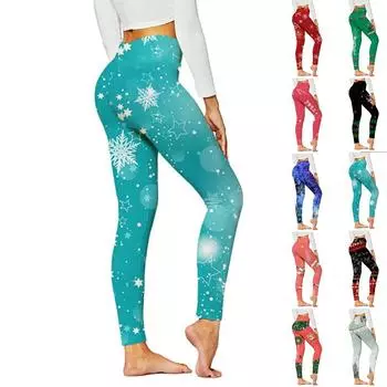 Женские рождественские принты осла, эластичные леггинсы для йоги, фитнеса, бега, спортзала, спортивные активные брюки 7XL бежевый