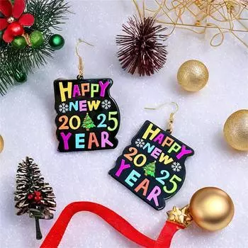 Женские рождественские серьги 2025 Акриловые серьги-подвески Новогодние серьги в виде снежинок Рождественская елка Рождественские украшения на Новый год One Size