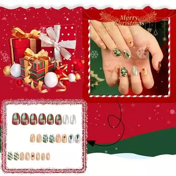 Женские рождественские снежинки Носимые ногти Носимые ногти Накладные ногти Ногти(Клей 2мл)