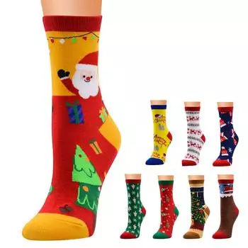 Женские рождественские теплые бедра, высокие длинные чулки, вязаные носки выше колена, рождественские One Size
