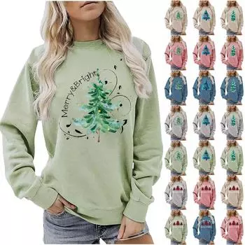 Женские рождественские трендовые модные топы с длинными рукавами, пуловеры с круглым вырезом, свитера, повседневные удобные осенние модные наряды, одежда XL синий