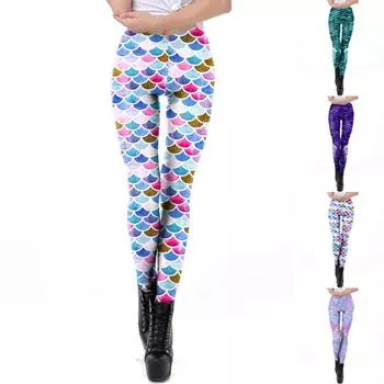 Женские розовые эластичные леггинсы с рыбьей чешуей, леггинсы для йоги, фитнеса, бега, спортзала, спортивные брюки для активного отдыха XS зелёный