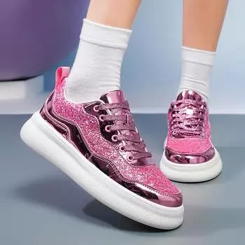 Женские розовые кроссовки, повседневная обувь для школьников и студентов, легкие кроссовки для пар, серебристые, золотые, большого размера EU: 37 золотой