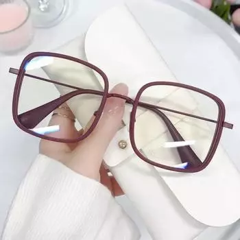 Женские розовые очки в большой квадратной оправе для девочек, модные прозрачные очки для чтения, очки высокой четкости с антисиним светом, компьютерные очки