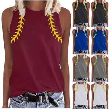 Женские рубашки без рукавов с принтом, пуловеры, футболки с круглым вырезом M синий