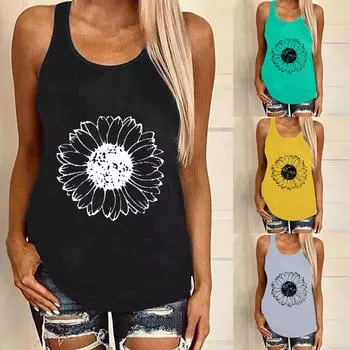 Женские рубашки без рукавов с забавным принтом, рубашки-туники, футболки с круглым вырезом XL чёрный