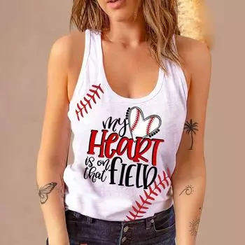 Женские рубашки без рукавов с забавным принтом, рубашки-туники, футболки с круглым вырезом L белый