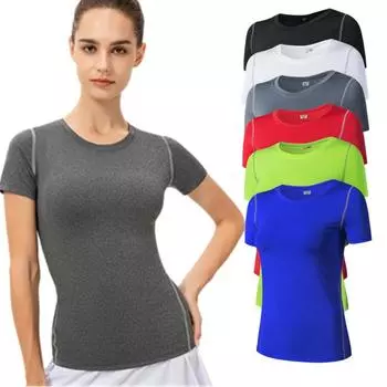 Женские рубашки для йоги, облегающие топы для бега, фитнеса, тренировок, спортзала, велоспорта, футболки с коротким рукавом, спортивная одежда S чёрный